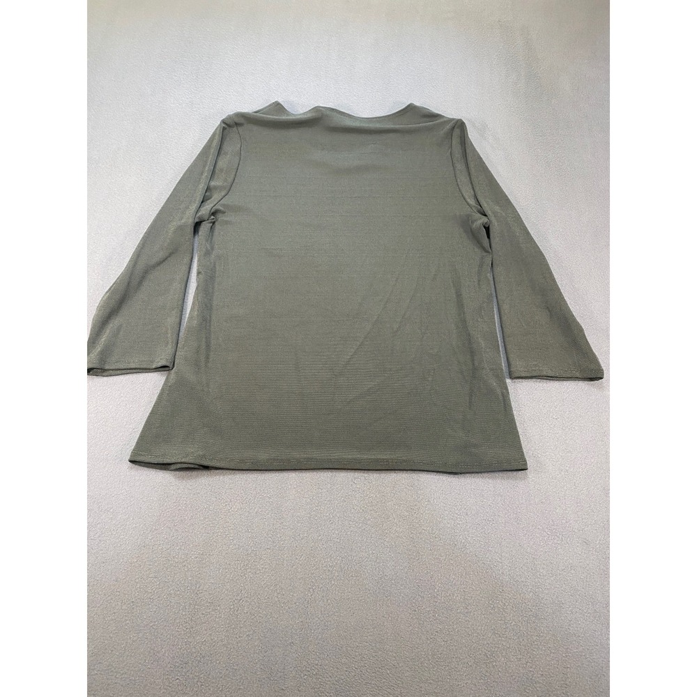 Chicos Travelers Green Liquid‎ Slinky Knit 3/4 Sleeve Blouse Size Medium 1 NWT - Picture 8 of 8